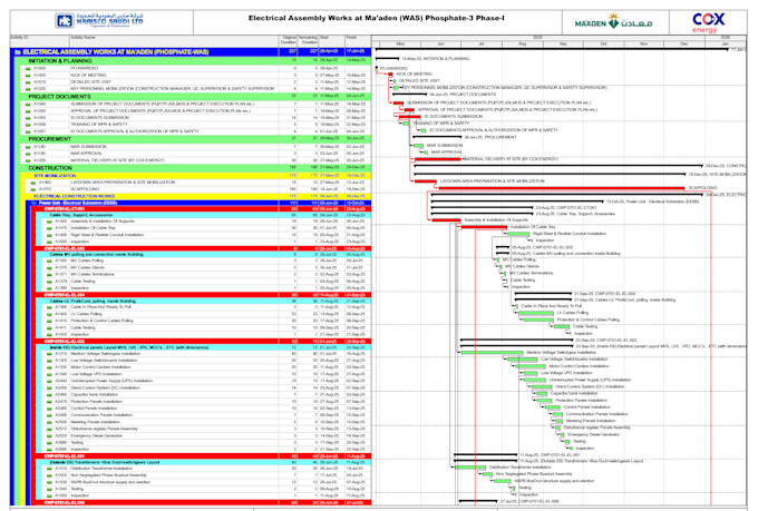 do project, revise, recovery, schedule, baseline, resource loading, primavera p6